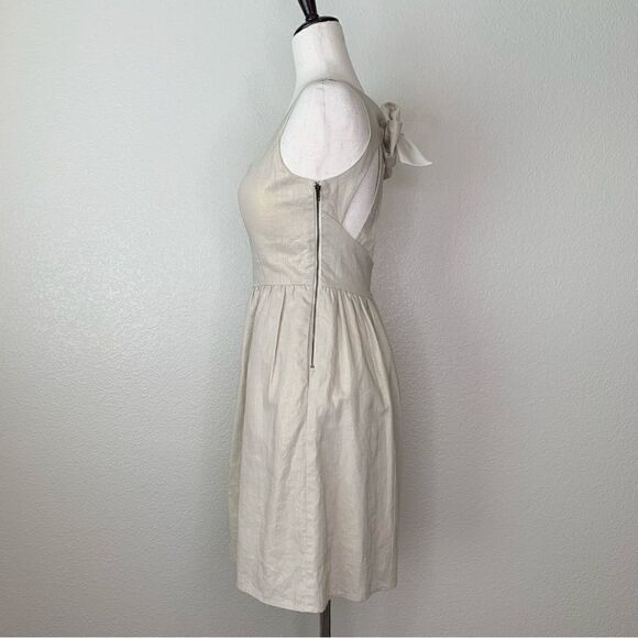 Judith March Linen Blend Square neck Bow Back Metallic Dress - Picture 4 of 13